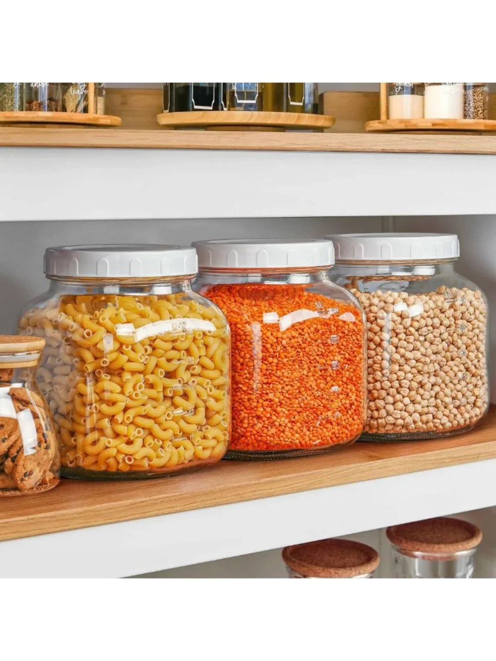 Airtight Wide Mouth Glass Mason Jars - 0.8 Gal Storage Containers, Set of 2